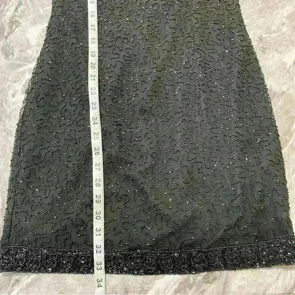 Laurence Kazar New York Womans Dress Vintage Sparkle Holiday 100% Silk Blk Sz PS - Picture 4 of 10